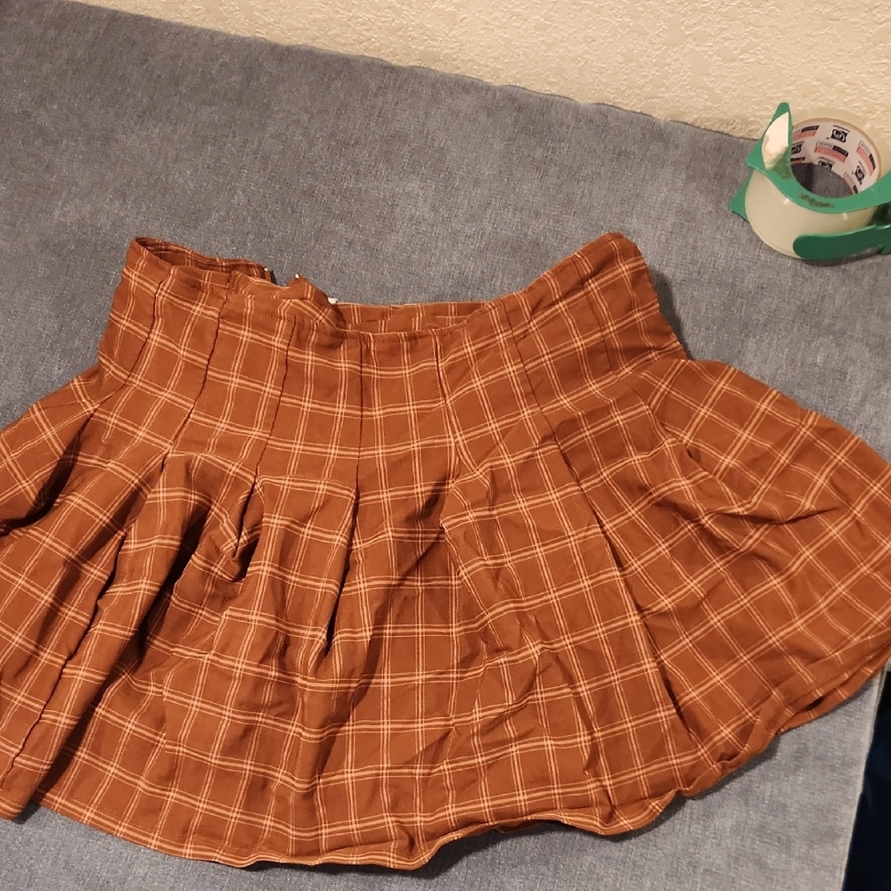 NWOT Altar'd State/Arula Plaid Pleated Skater Skirt